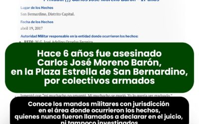 Hace 6 años fue asesinado Carlos José Moreno Barón, en la Plaza Estrella de San Bernardino, por colectivos armados 