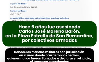 Hace 6 años fue asesinado Carlos José Moreno Barón, en la Plaza Estrella de San Bernardino, por colectivos armados 