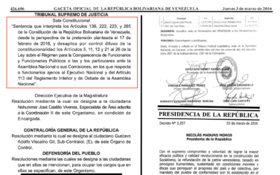 Sentencia No. 9 del 01 de marzo de 2016, de la Sala Constitucional del Tribunal Supremo de Justicia, que establece límites a la competencia constitucional contralora de la Asamblea Nacional sobre la Fuerza Armada Nacional, y otros funcionarios públicos