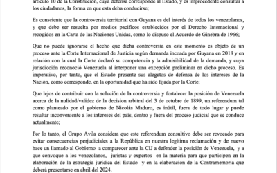 Grupo Ávila pide sea revocado el Referéndum consultivo sobre el Territorio Esequibo