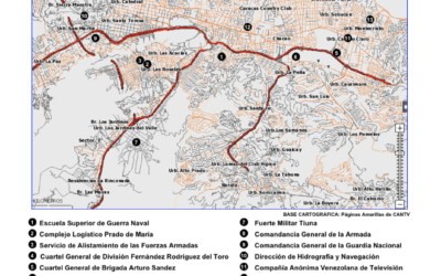 Mapa con todas las Zonas de Seguridad  decretadas en el área metropolitana de Caracas
