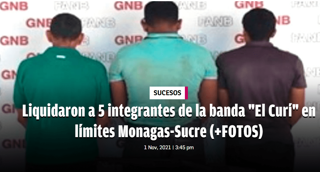 Abatidos 5 integrantes de la banda “El Curí” en límites Monagas-Sucre