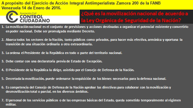 NOTA DE PRENSA Control Ciudadano: El Ejercicio Antimperialista Zamora 200 no ha cumplido con la legislación de seguridad de la Nación