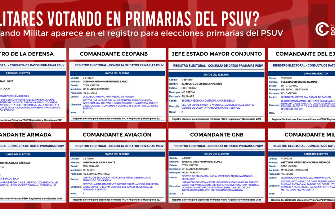 ¿MILITARES VOTANDO EN PRIMARIAS DEL PSUV? Alto Mando Militar aparece en el registro para elecciones primarias del PSUV