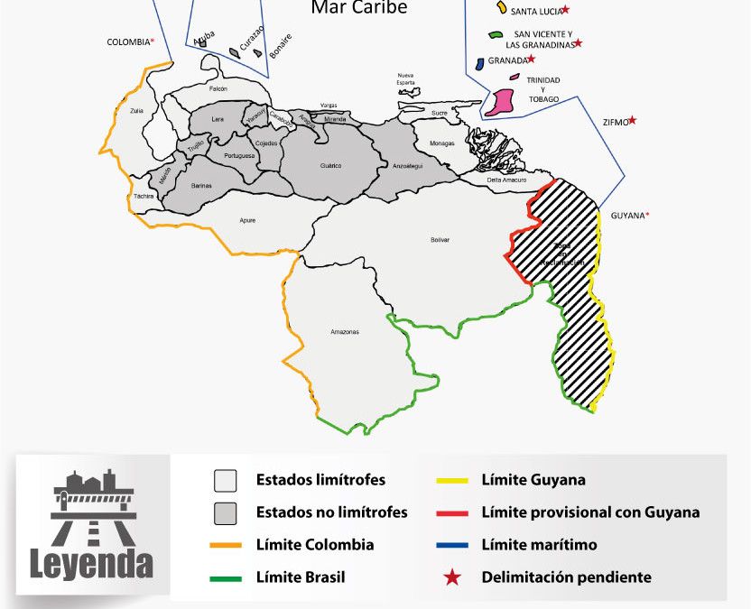 Infografía: Límites internacionales de la República y Estados Fronterizos de Venezuela
