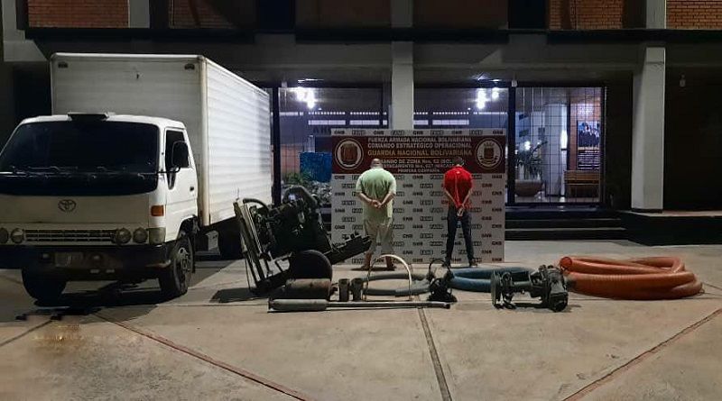 Con materiales y equipos de minería ilegal la GNB aprehendió a dos ciudadanos