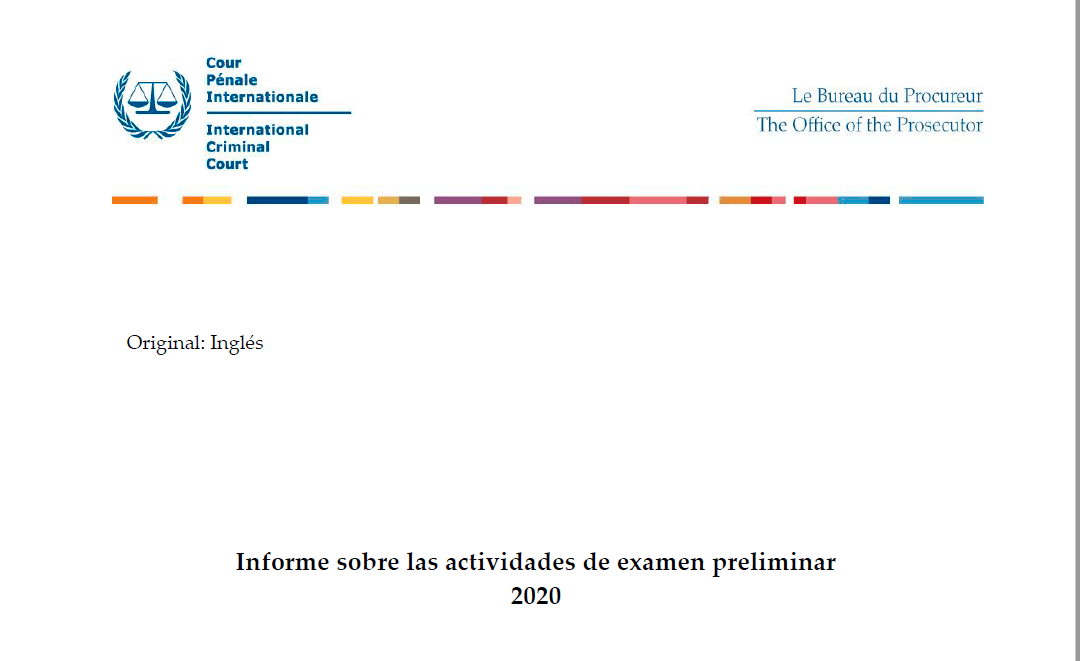 Corte Penal Internacional: Informe sobre las actividades de examen preliminar 2020