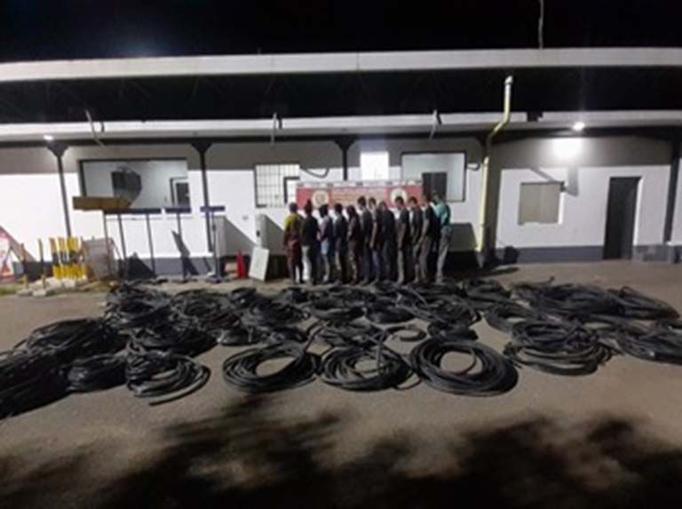 Monagas: 12 personas fueron detenidos por la GNB con 65 rollos de cables de control multiconductor, empleado para monitorear sistemas eléctricos