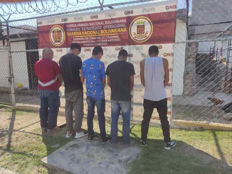 GNB capturó a cinco miembros del Tren de Aragua en San Antonio del Táchira